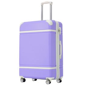 Hardshell Luggage with TSA lock , 24" Expandable Lightweight Suitcase with Spinner Wheels, Single Vintage Luggage,Purple