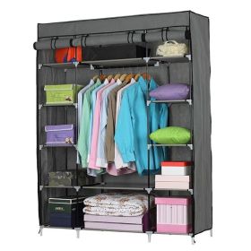 5-layer 12 Grid Canvas Free Wardrobe Gray (Option: Gray)