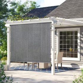 Outdoor cordless patio sunshade splice curtain rolled up porch pavilion Mocha (Color: Gray, size: 6 ft x 6ft)