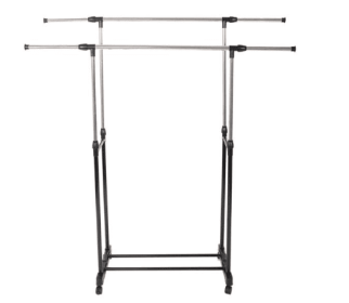 Black Sole Pole Double Pole Up, Down, Left, Right Telescopic Belt Shoe Rack Drying Rack (Color: Black)